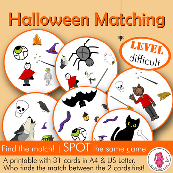 Preview of Matching game HALLOWEEN, a fun print and go Spot it/Dobble type game