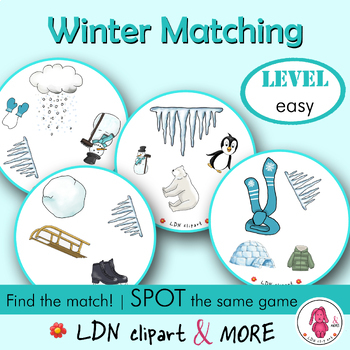 Preview of Matching game WINTER (EASY), a fun print and go Spot it/Dobble type game