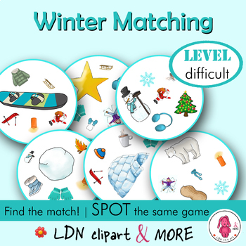 Preview of Matching game WINTER, a fun print and go Spot it/Dobble type game