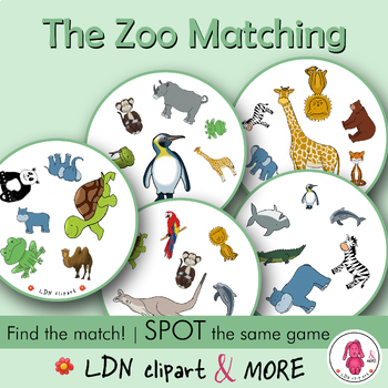 Preview of Matching game in the ZOO, a fun printable Spot it/Dobble type game, Level+