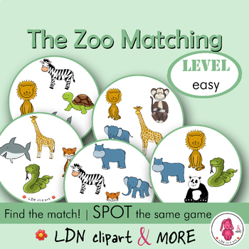 Preview of Matching game in the ZOO, a fun printable Spot it/Dobble type game, Level Easy