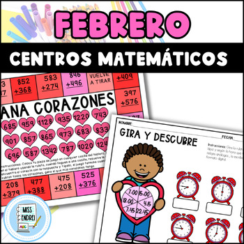 Preview of Matematica actividades Valentine, Febrero, 1st and 2nd Spanish