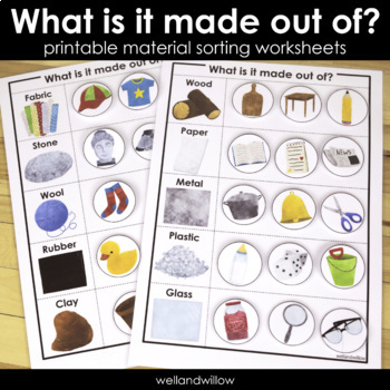 Preview of Material Sorting - Preschool Worksheet - Educational Matching - Everyday Objects