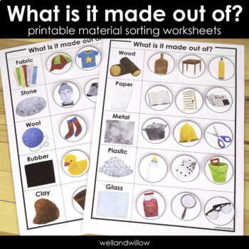 material sorting preschool worksheet educational matching everyday objects