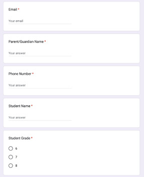 Preview of Materials Ordering Form