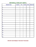 Materials Sign Out Sheet - Editable