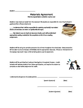 Preview of Classroom Materials Use Agreement