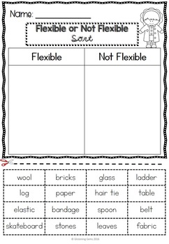 Materials and Properties Worksheets & Printables by Glistening Gems