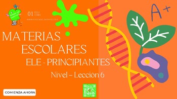 Preview of Materias Escolares /Clase de Español de Nivel Bàsico / Vocabulario / ELE