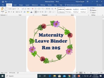 Preview of Maternity Leave Binder