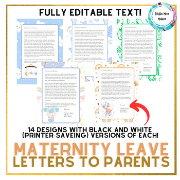 Preview of Maternity Leave EDITABLE Letter Home to Parents and Families or Staff Pack