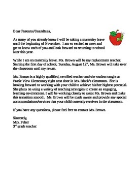 Letter From Teacher To Parents About Leaving from ecdn.teacherspayteachers.com