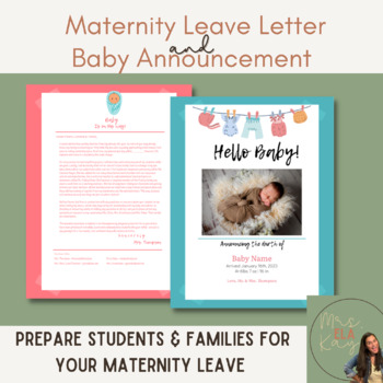 Preview of Maternity Leave Letter for Parents and Students | Editable | Google Slides 