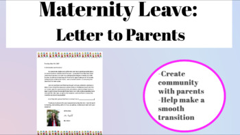 Preview of Maternity Leave: Letter to Parents and Guardians