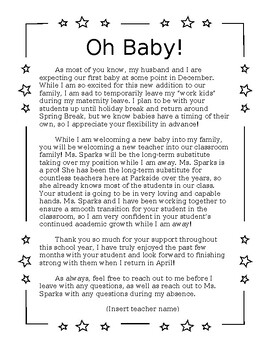 Preview of Maternity Leave Letter to Parents (editable)