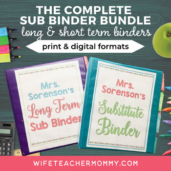 Preview of Long & Short Term Sub Binder Bundle PRINT + GOOGLE | Maternity Leave Sub Binder