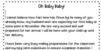 Preview of Maternity Letter to Parents