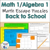 Algebra 1/Math 1 Math Back to School Escape Puzzles