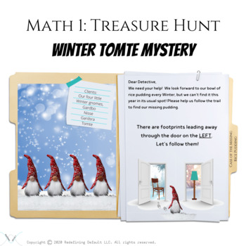 Preview of Math 1 Educational Treasure Hunt: Winter Tomte Mystery