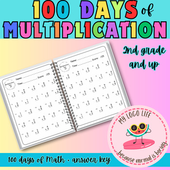 Preview of Math: 100 Days of Multiplication| 100 Days of Math|2nd grade and up| NO PREP