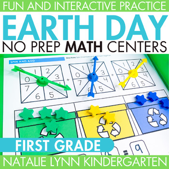 Preview of Earth Day No Prep Math Center Mats 1st Grade Math Centers for April