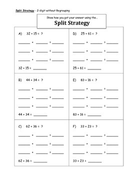 split strategy worksheets teachers pay teachers