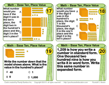 Preview of Math Task Cards - Base Ten, Place Value, Number Forms/Patterns etc.