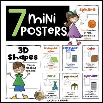Preview of 3D Shape Mini Posters for Kindergarten & First Grade Math