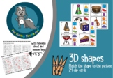 Math - 3D Shapes - Clip Cards - Match shapes to pictures
