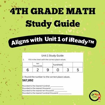 Preview of Math: 4th Grade Unit 1 Study Guide - Aligns with iReady™ Unit 1