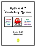 Math 6 & 7 Vocabulary Quizzes
