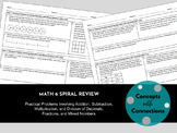 Math 6 Spiral Review - Word Problems with Fractions and De