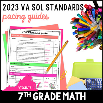 Preview of 7th Grade Math Pacing Guide Virginia Math 7 SOL "I Can" Statements