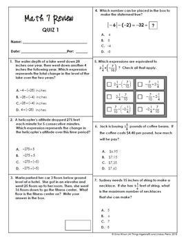 Math 7 End of Year Review Packets + Editable Quizzes by All Things Algebra