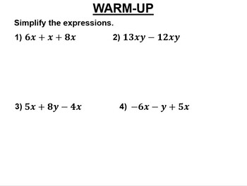 Preview of Math 7 Review Unit 12 Equivalent Expressions