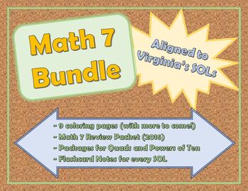 Preview of Math 7 SOL 2016 Resources Bundle