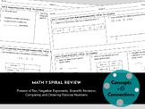Math 7 Spiral Review - Order Rational Numbers/Square Roots