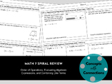 Math 7 Spiral Review - Simplify and Evaluate Algebraic Exp