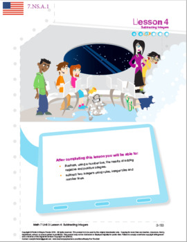 Preview of Grade 7: Math: The Number Line: L4: Subtracting Decimals  7.NS.A.1.B  7.NS.A.1.D