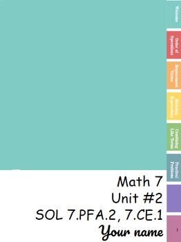 Preview of Math 7 Unit #2 Notebook SOLs 7.11, 7.2