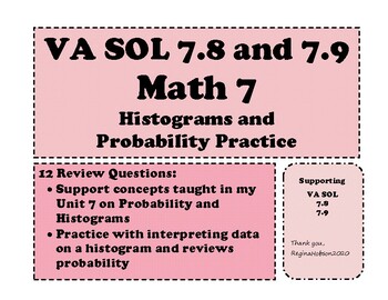 Preview of Math 7 Virginia VA SOL 7.9 and 7.8 "Knowledge Check #2" on Histograms