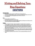 Math 7 Writing Two-Step Equations Activity