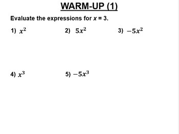 Preview of Math 8 9.3 Plot Non-Linear Functions