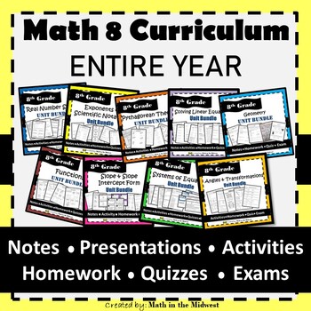 Preview of 8th Grade Math Common Core ENTIRE YEAR {EDITABLE} Math 8 Curriculum