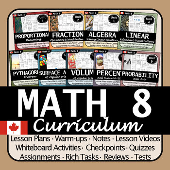 Preview of BC Math 8 Entire Curriculum Bundle | No Prep! Differentiated and Engaging!