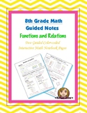 Math 8 Guided Interactive Math Notebook Page: Functions an