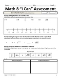 Math 8 I Can Pre/Post Assessment (Common Core)