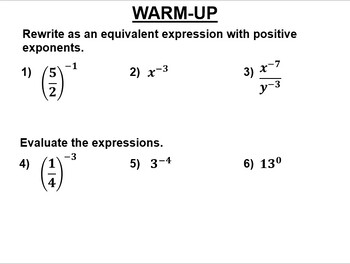 Preview of Math 8 Review Unit 3 Negative Exponents and Scientific Notation