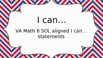 Preview of Math 8 VA SOL "I can..." Statements