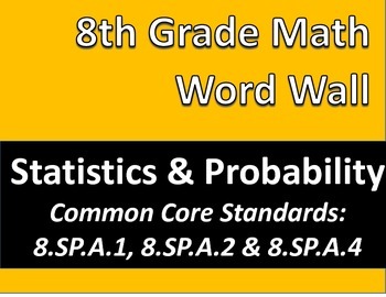 Preview of Math 8 Word Wall: Statistics & Probability Common Core Aligned